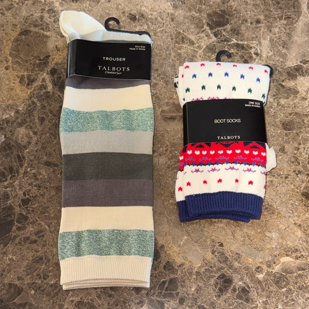 Bundle of 2 NWT Talbots Boot and Trouser Socks, One Size